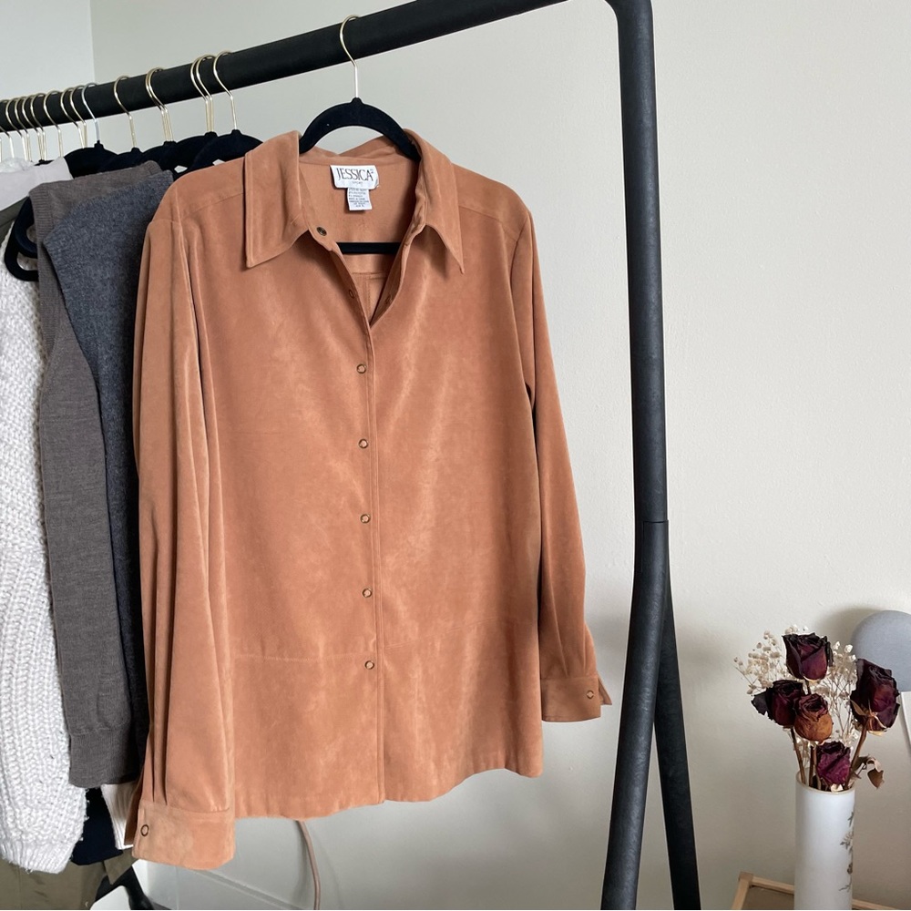 Vintage Faux Suede Material Button Up